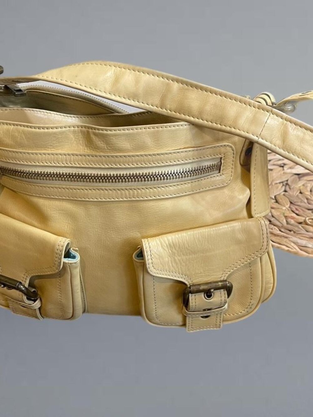 Vintage Marc Jacobs Leather Purse Butter Yellow Cream Shoulder